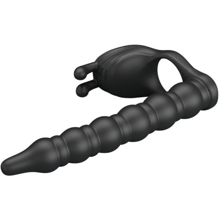 PRETTY LOVE BLACKNEY ANILLO PENE CON PLUG VIBRADOR NEGRO
