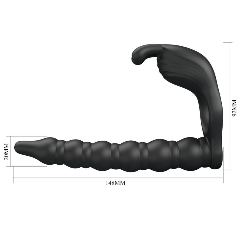 PRETTY LOVE BLACKNEY ANILLO PENE CON PLUG VIBRADOR NEGRO