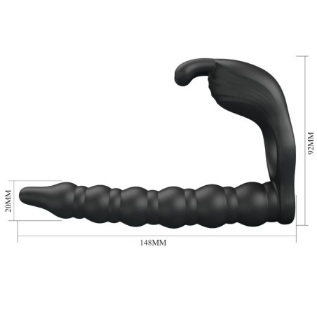 PRETTY LOVE BLACKNEY ANILLO PENE CON PLUG VIBRADOR NEGRO
