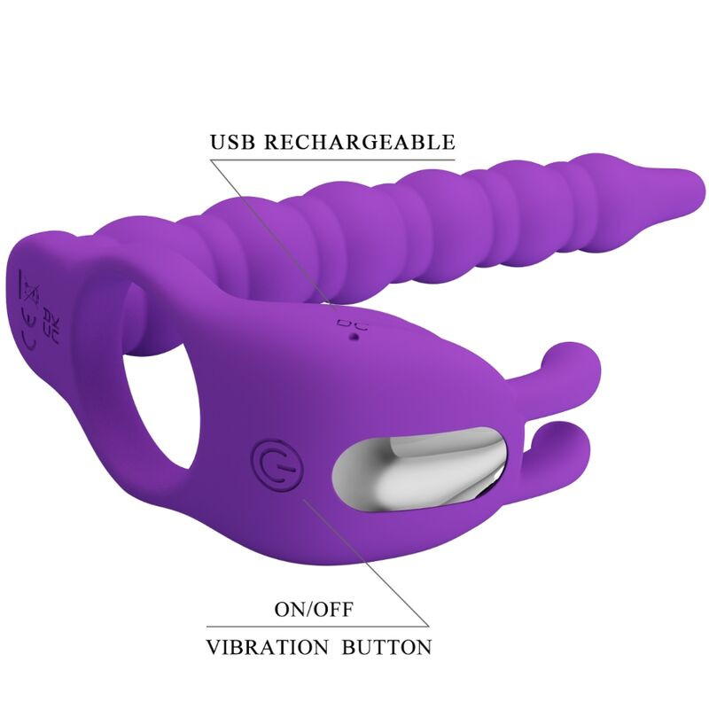 PRETTY LOVE BLACKNEY ANILLO PENE CON PLUG VIBRADOR LILA