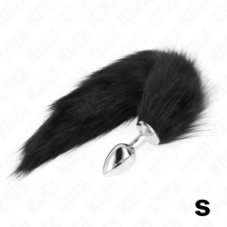 KINK PLUG ANAL TALLA S 7 X 3 CM CON COLA SINTETICA 40 CM NEGRO