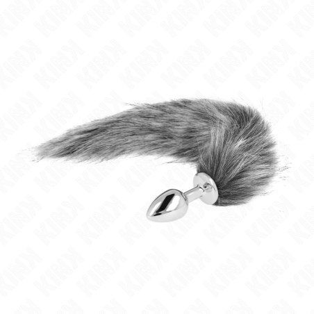 KINK PLUG ANAL TALLA S 7 X 3 CM CON COLA SINTETICA 40 CM PLATEADO