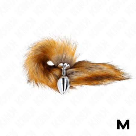 KINK PLUG ANAL TALLA M 8 X 35 CM CON COLA SINTETICA 40 CM MARRON