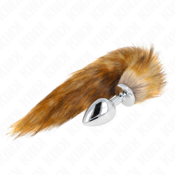 KINK PLUG ANAL TALLA L 10 X 4 CM CON COLA SINTETICA 40 CM MARRON