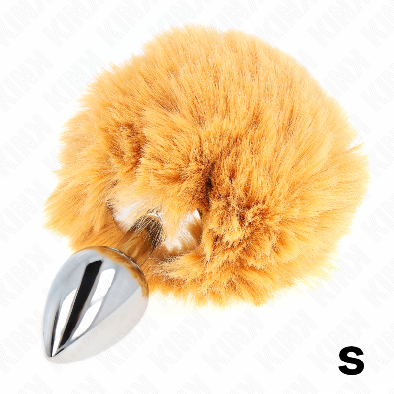 KINK PLUG 7 x 3 CM DE ACERO INOXIDABLE CON COLA DE CONEJO PIEL SINTETICA 8 CM BEIGE
