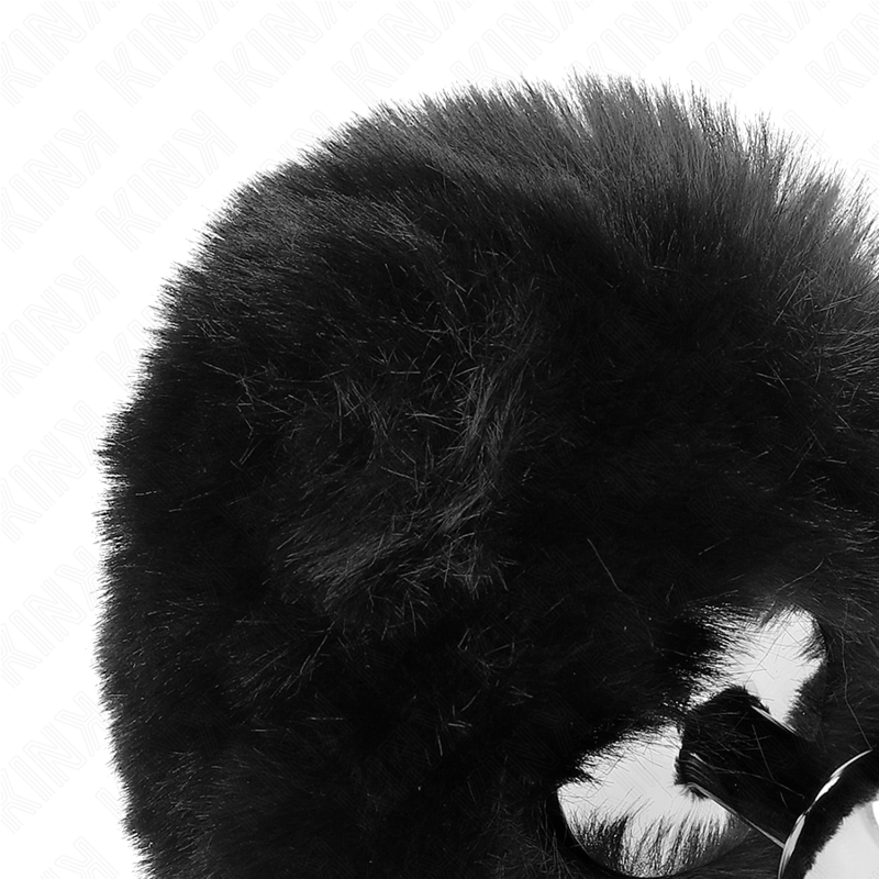 KINK PLUG 7 x 3 CM DE ACERO INOXIDABLE CON COLA DE CONEJO PIEL SINTETICA 8 CM NEGRO