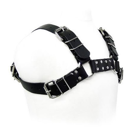 LEATHER BODY BLACK BULL DOG HARNESS