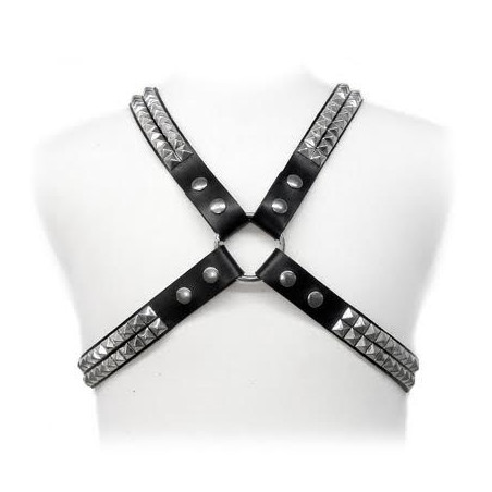 LEATHER BODY PYRAMID STUD HARNESS