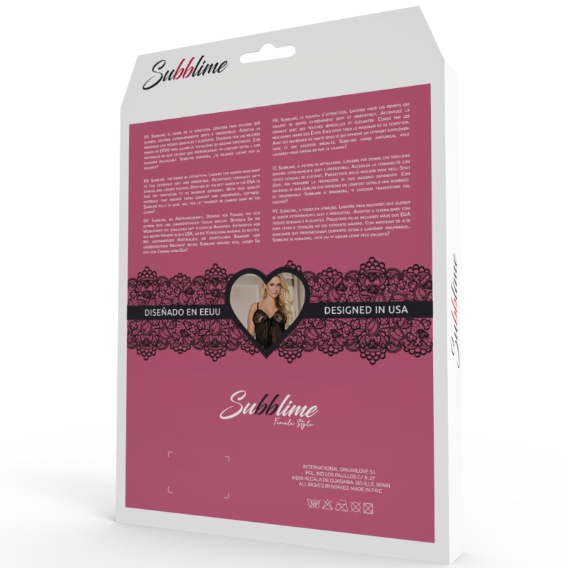 SUBBLIME BABYDOLL NEGRO Y BEIGE DE ENCAJE FLORAL S M