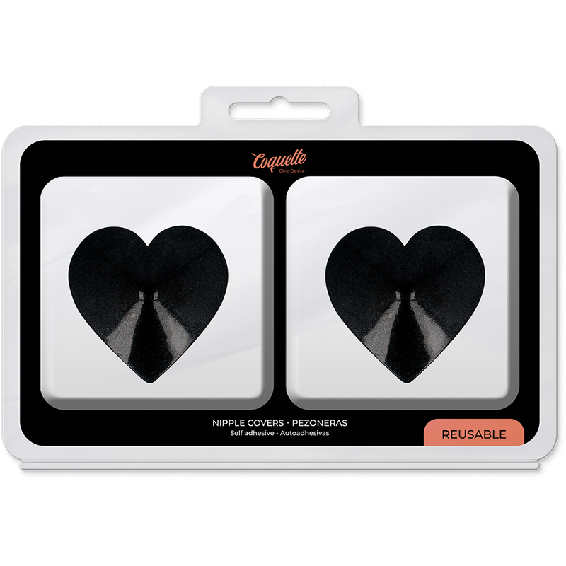 COQUETTE CHIC DESIRE CUBRE PEZONES METAL CORAZONES NEGROS