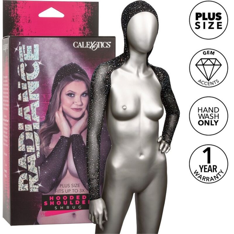CALEXOTICS RADIANCE ENCOGIMIENTO DE HOMBROS CON CAPUCHA PEDRERIA TALLA GRANDE