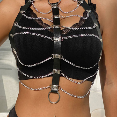 SUBBLIME ARNES DE PECHO CADENAS CUERO NEGRO TALLA UNICA