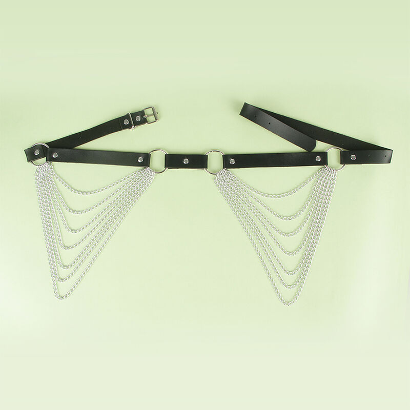 SUBBLIME CINTURON DE CADENAS CUERO NEGRO TALLA UNICA