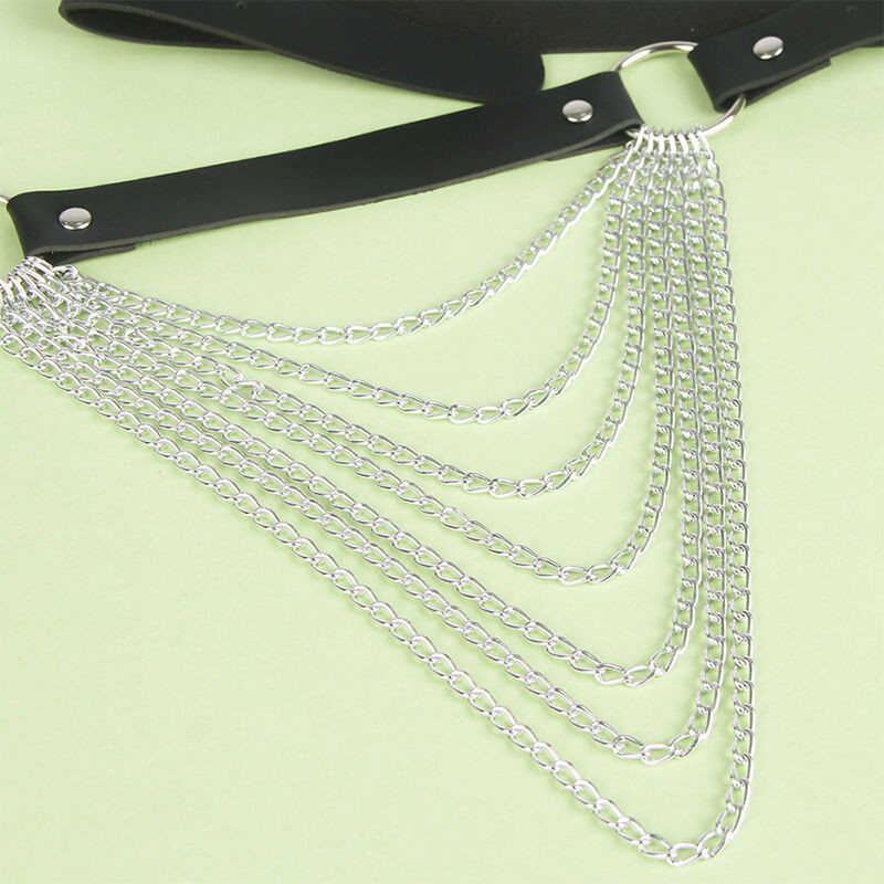 SUBBLIME CINTURON DE CADENAS CUERO NEGRO TALLA UNICA