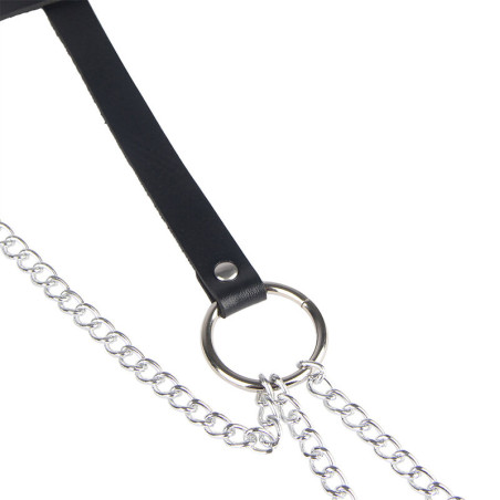 SUBBLIME CINTURON DE CADENAS ANILLAS CUERO NEGRO TALLA UNICA