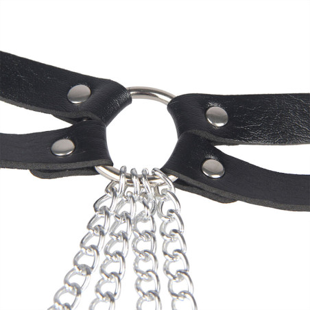 SUBBLIME CINTURON DE CADENAS ANILLAS CUERO NEGRO TALLA UNICA