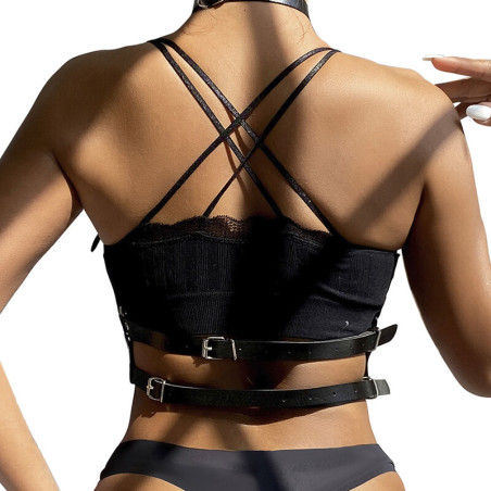 SUBBLIME ARNES DE PECHO ANILLAS DE CUERO NEGRO TALLA UNICA