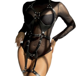 SUBBLIME ARNES CUERPO ENTERO CON HEBILLAS CUERO NEGRO TALLA UNICA 2