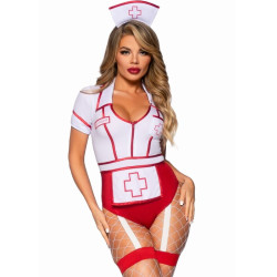 LEG AVENUE DISFRAZ ENFERMERA SEXY ROJO BLANCO M 2