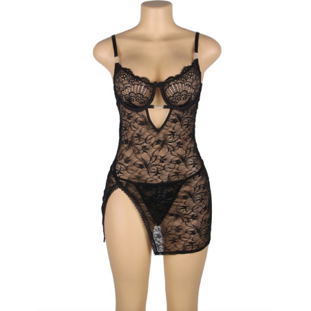 SUBBLIME 954185 BABYDOLL DE ENCAJE CON TIRANTES AJUSTABLES NEGRO S M