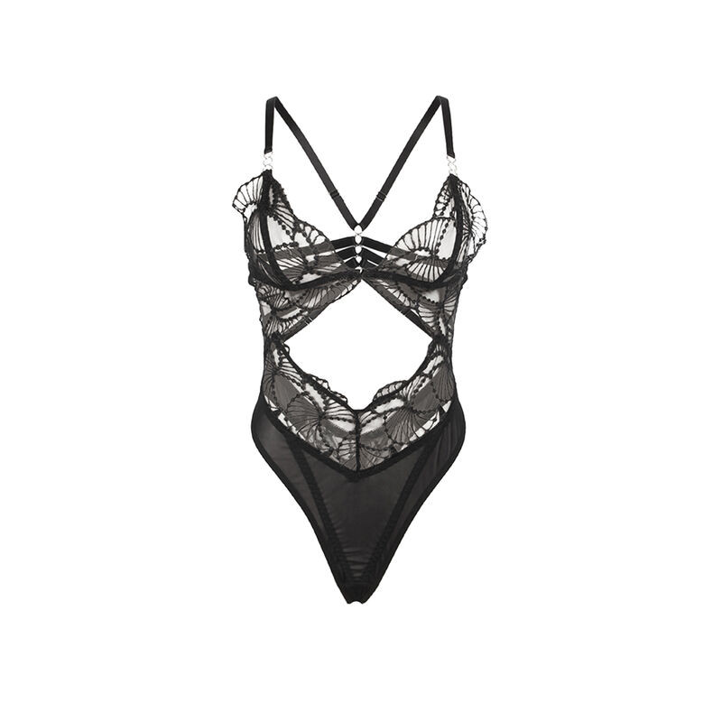 SUBBLIME 955229 BODY TRANSPARENTE CON ENCAJE HUECO NEGRO L XL