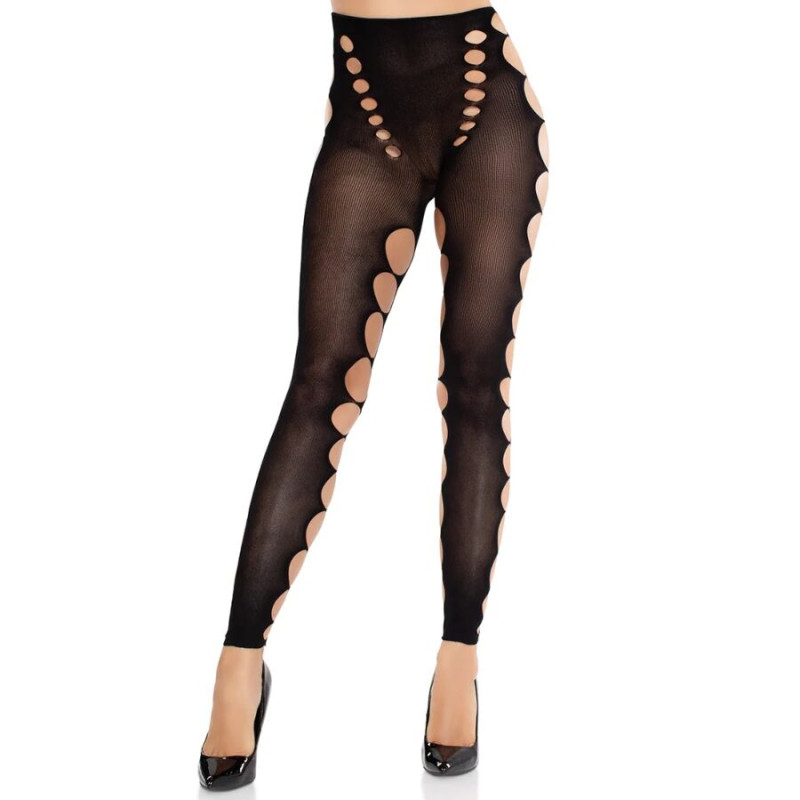 LEG AVENUE MEDIAS OPACAS SIN COSTURAS CON CORTE EN LOS PIES NEGRO