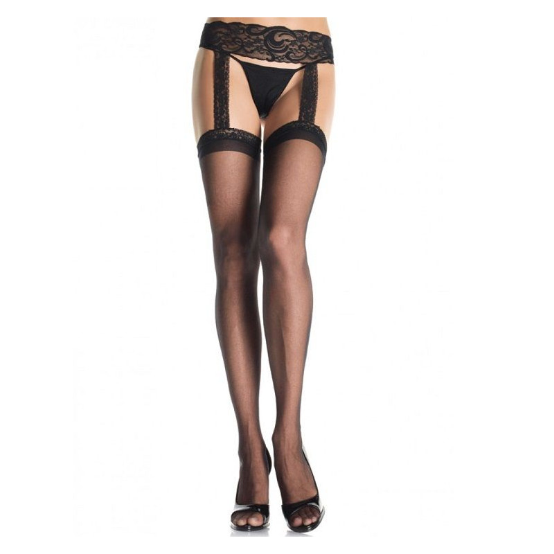 LEG AVENUE OUTLET MEDIAS NEGRAS CON LIGUERO DE ENCAJE