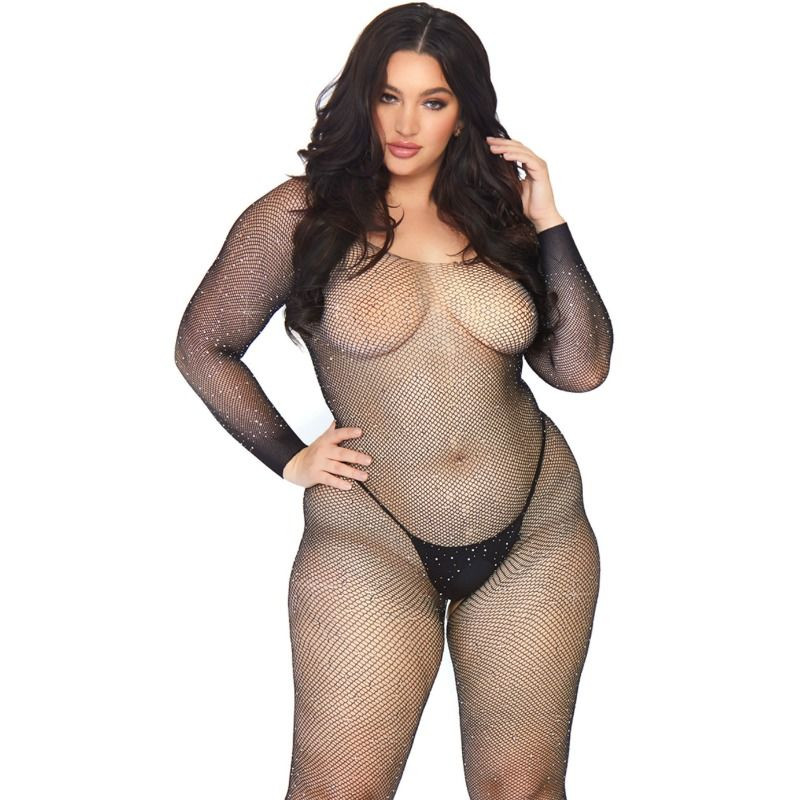 LEG AVENUE BODYSTOCKING EN RED CON BRILLANTE 1X 2X