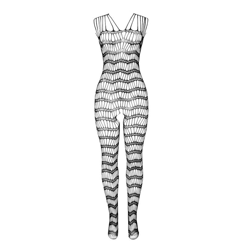 SUBBLIME 951696 BODYSTOCKING CROTCHLESS DE REJILLA CON TIRAS EN HOMBROS NEGRO TALLA UNICA