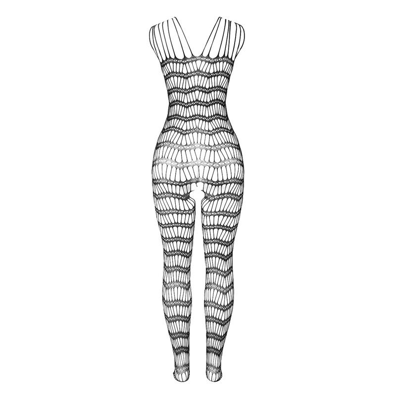 SUBBLIME 951696 BODYSTOCKING CROTCHLESS DE REJILLA CON TIRAS EN HOMBROS NEGRO TALLA UNICA