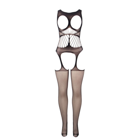 SUBBLIME 951900 BODYSTOCKING CROTCHLESS DE REJILLA CON COPA Y HOMBROS ABIERTOS NEGRO TALLA UNICA