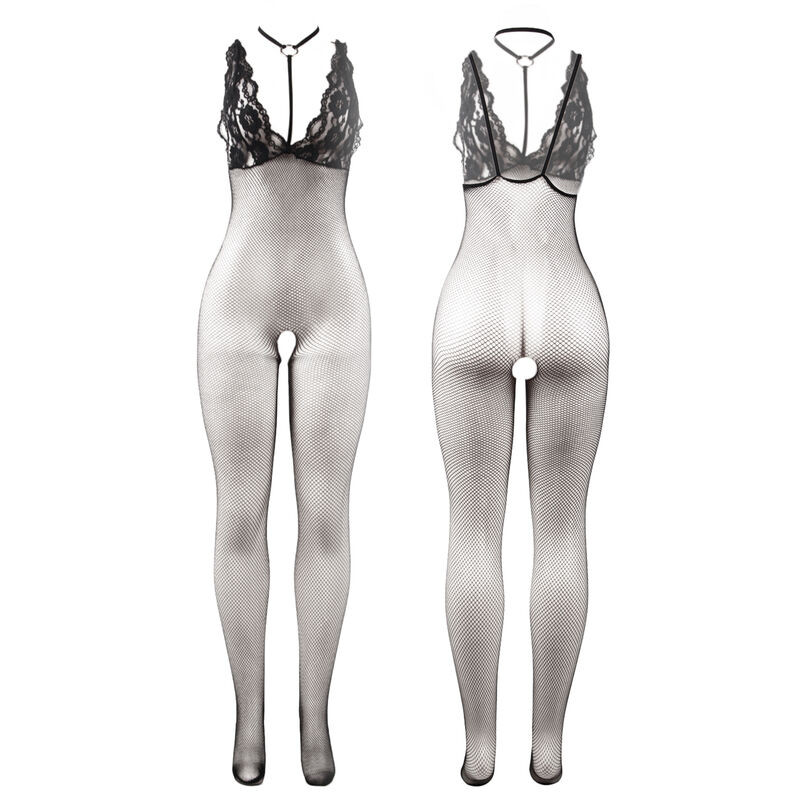SUBBLIME 951993 BODYSTOCKING CROTCHLESS DE REJILLA TRANSPARENTE NEGRO TALLA UNICA