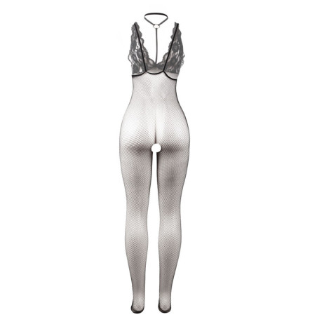 SUBBLIME 951993 BODYSTOCKING CROTCHLESS DE REJILLA TRANSPARENTE NEGRO TALLA UNICA