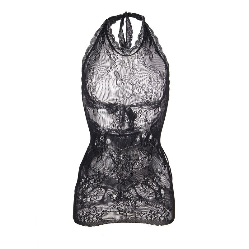 SUBBLIME 952075 VESTIDO CORTO DE REJILLA CON ESPALDA DESCUBIERTA Y DETALLE DE CORAZON NEGRO TALLA UNICA