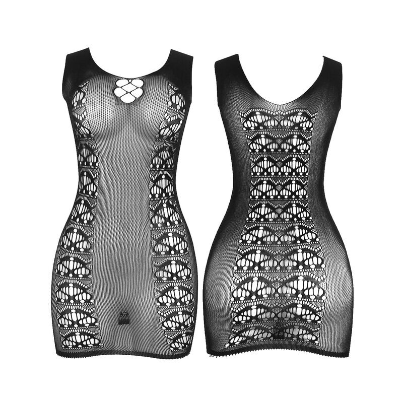 SUBBLIME 952167 VESTIDO DE REJILLA CORTO ELASTICO NEGRO TALLA UNICA