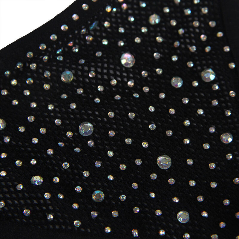 SUBBLIME 952174 BODYSTOCKING DE REJILLA CON GUANTES Y DIAMANTES NEGRO TALLA UNICA