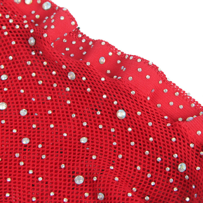 SUBBLIME 952181 BODYSTOCKING DE REJILLA CON GUANTES Y DIAMANTES ROJO TALLA UNICA