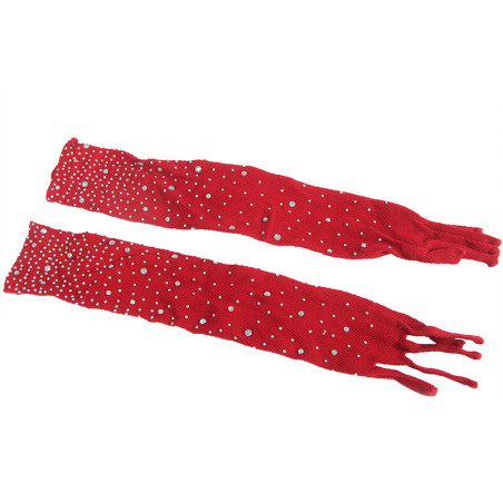 SUBBLIME 952181 BODYSTOCKING DE REJILLA CON GUANTES Y DIAMANTES ROJO TALLA UNICA
