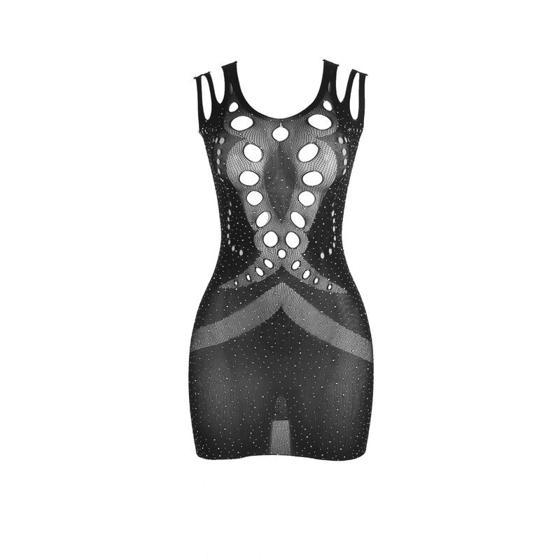 SUBBLIME 952198 VESTIDO DE REJILLA CON DIAMANTES BRILLANTES NEGRO TALLA UNICA