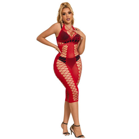 SUBBLIME 952327 VESTIDO DE REJILLA LARGO ROJO TALLA UNICA