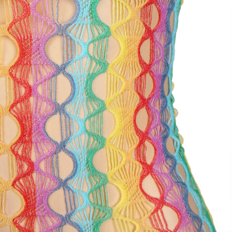 SUBBLIME 952365 VESTIDO DE REJILLA HOMBROS DESCUBIERTOS ARCOIRIS TALLA UNICA