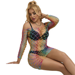 SUBBLIME 952426 VESTIDO DE REJILLA MANGA LARGA ARCOIRIS TALLA UNICA 2