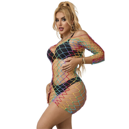 SUBBLIME 952426 VESTIDO DE REJILLA MANGA LARGA ARCOIRIS TALLA UNICA