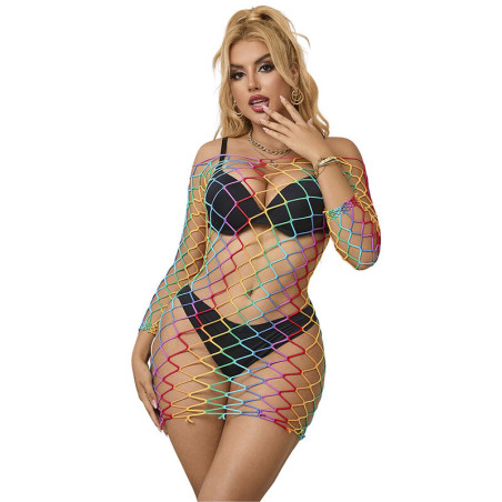 SUBBLIME 952426 VESTIDO DE REJILLA MANGA LARGA ARCOIRIS TALLA UNICA