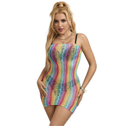 SUBBLIME 952457 VESTIDO DE REJILLA SIN MANGAS CON HOMBROS DESCUBIERTOS ARCOIRIS TALLA UNICA