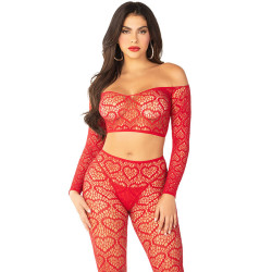 LEG AVENUE CROP TOP MEDIAS ROJO TALLA UNICA 2