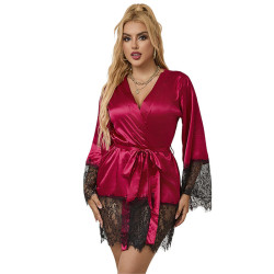 SUBBLIME 953829 ELEGANTE CAMISON DE ENCAJE TANGA ROJO L XL