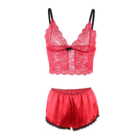 SUBBLIME 953898 SET 3 PIEZAS ENCAJE Y SATEN ROJO S M