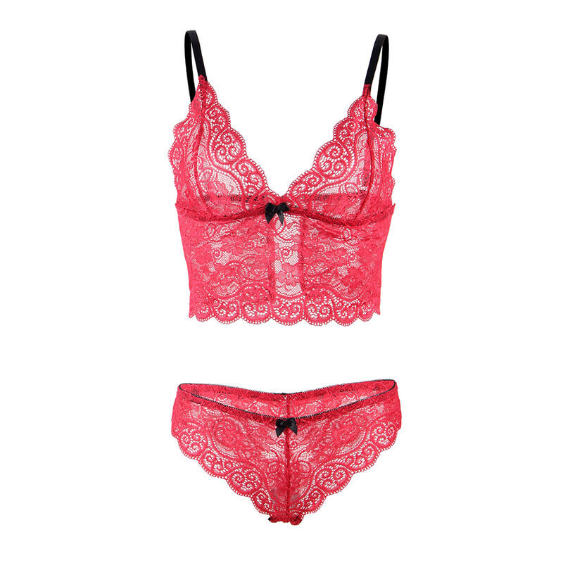 SUBBLIME 953904 SET 3 PIEZAS ENCAJE Y SATEN ROJO L XL