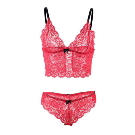 SUBBLIME 953904 SET 3 PIEZAS ENCAJE Y SATEN ROJO L XL